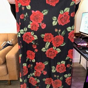 Floral Black and Red Rose Skirt